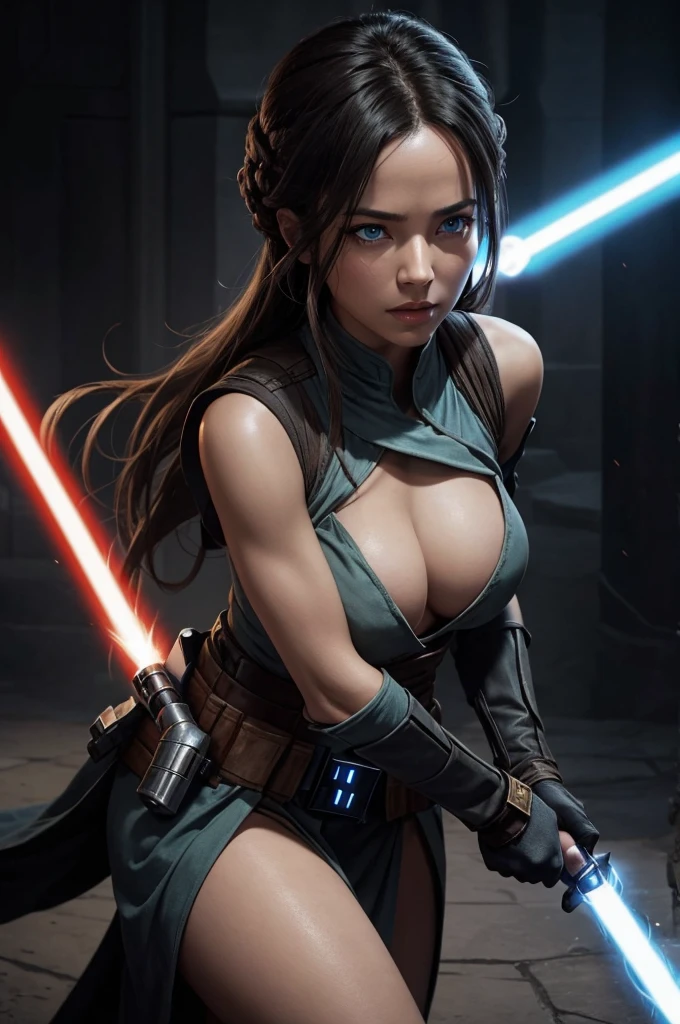 Beautiful Jedi. Eligent. Jedi bastila shan. Beautiful eyes and hair. Most beautiful Jedi ever. Big breast On battlefield with a single lightsaber ignited. She is naked on the battlefield