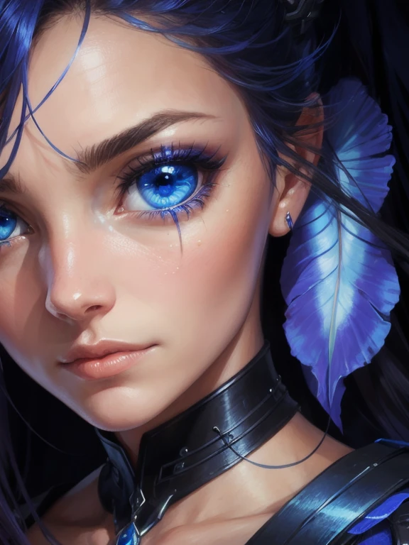 woman, face, portrait, close up, intense blue eyes, retina, detailed iris
