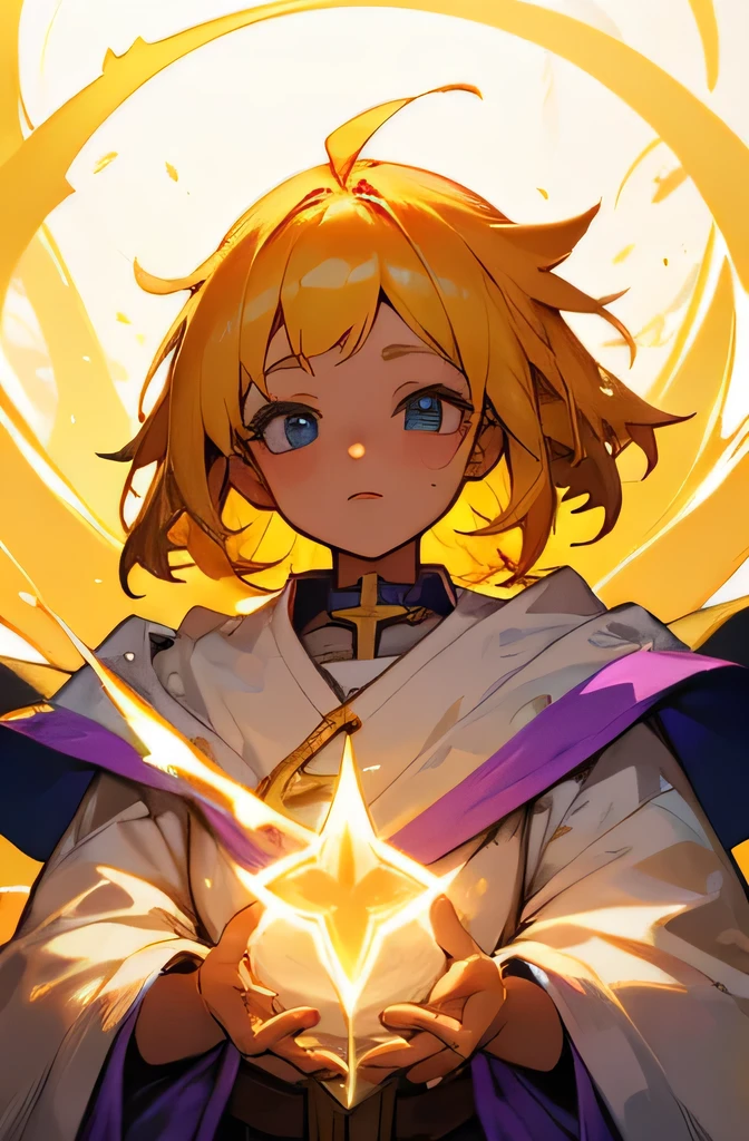 female person healing magic priest cute bright magic world golden hair