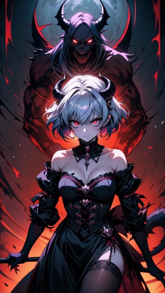 Anime girl with a demonic head and a demonic tail, Devil Anime Girl, Gothic maiden anime girl, Gapmoe Yandere Grimdark, Dark devil dancer, Anime Monster Girl, 2b ..., 2b, black, Beautiful necromancer girl, Shadowverse Style, Rorish, mika kurai demon, Gothic!!, Devil Girl, Neferpitou excited