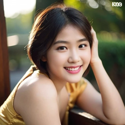 Best Quality, Ultra High Definition, (Photorealistic:1.4),Sunset Light, Burmese girl, Detailed Photo, Smiling, Facing Camera, (Masterpiece: 1.3), (8K, Photorealistic, Best Quality: 1.4), (1girl), Beautiful Face, (Realistic Face), (Black Hair, Short Hair: 1.3), Beautiful Hairstyle, Realistic eyes, beautiful detail eyes, (realistic skin), beautiful skin, attractive, ultra high resolution, ultra realistic, high definition, golden ratio.full body.brautyful body.open breasts.beautyful small breasts.