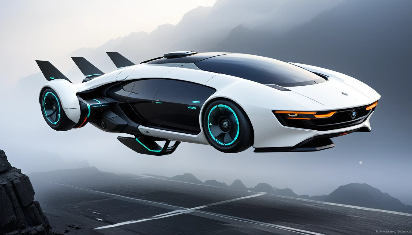 a futuristic concept art of a drone car 