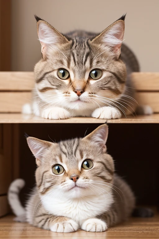 Cute cat animal images、The color is white and brown、laughing((Highest quality)), ((masterpiece)), (detailed), Perfect Face、As anime-like as possible