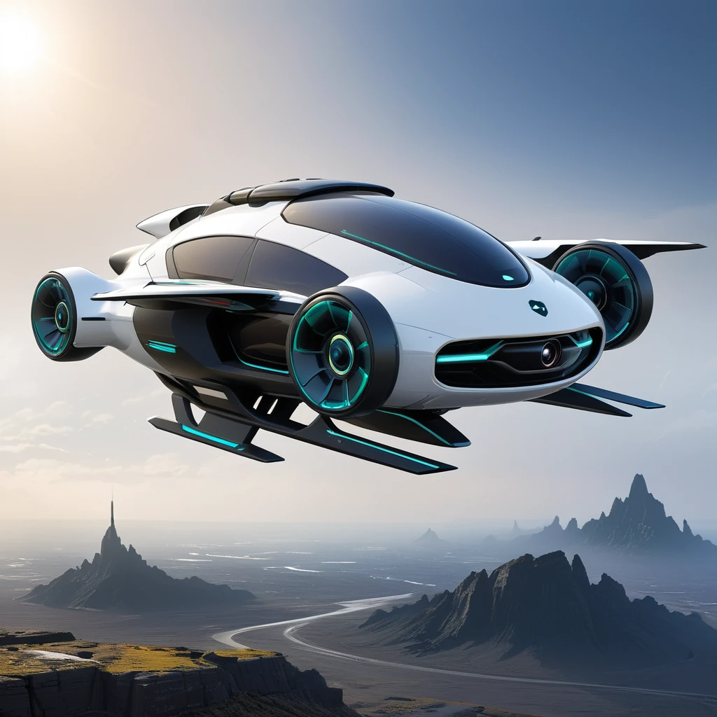 a futuristic concept art of a drone car 