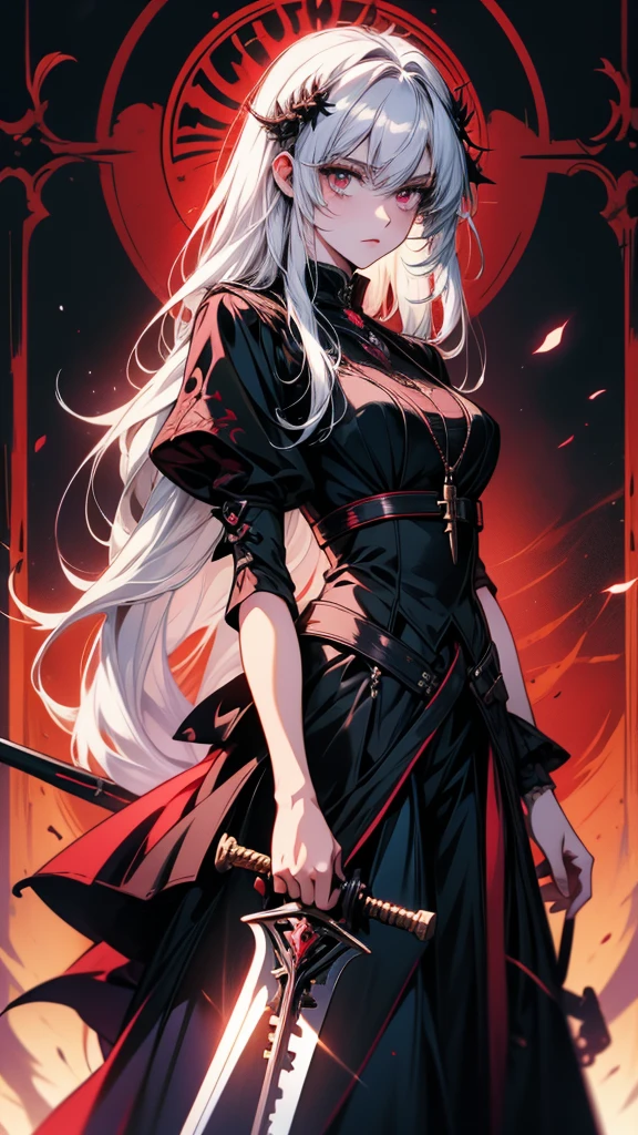 watercolor,pixiv,Han Manfeng,Castlevania style,Gothic ,Hades style,in the style of Atey Ghailan, 90s comic book covers, 2D game illustration style, Full body portrait, Anime Aesthetics.(Nine-tailed Fox,Fox Girl,Royal sister,With silver blonde hair, Long hair and big eyes,The coccyx has nine fox tails and long legs wearing high heels,Sexy,Big breasts,Ethereal,Charming black gloves)Close shot,Mid-shot,Anime art style, Moonlight Background, Dark Fantasy,Ultra-clear,Exquisite details