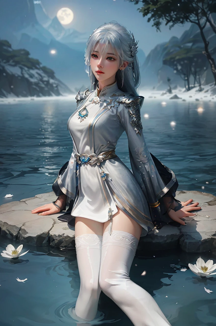 a close up of a woman with white hair and a white mask, beautiful character painting, guweiz, artwork in the style of guweiz, white haired deity, by Yang J, epic exquisite character art, stunning character art, by Fan Qi, by Wuzhun Shifan, guweiz on pixiv artstation