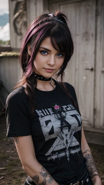 (Ultradetaillierte Augen), (((Textilbeschattung))), (((best quality))), (((Tischplatte))), (((Ultra-detaillierte CG))), frech girl, (((magisch ))), (), (kleine Brust), Schwarzes Haar, Schwarzes Haar, Schwarzes Haar, Schwarzes Haar, Gruselige Jahreszeit mit Punk-Frisur, ((Zerzaustes Haar, beautiful hair)), rosa Augen, (((Gruselige Jahreszeit im Punk-Outfit))), ((gruseliger Punk eine Pose)), (((Spiel-CG)) (beautiful, frech, it girl), ausgefallener Schmuck, Spukhaus, dunkler Tag, strong horror season in punk atmosphere, strong Spukhaus atmosphere, Cowboy-Schuss, Halbtotale, Zentriertes Bild, Auge auf Kamera, Baby T-Shirt mit Herz-Panel, Schwarzer Falten-Minirock, Pastellfarbe