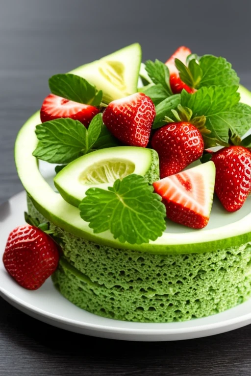 Green diamond with strawberries