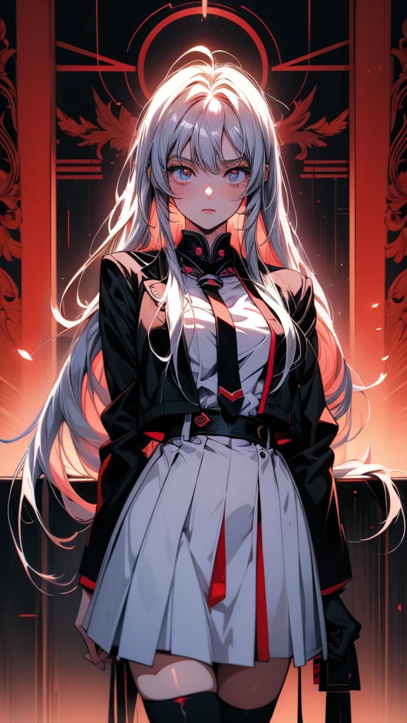 Anime girl with long hair, white shirt and black jacket, Anime Wallpaper, ((zerator)), 2D Anime Style, gapmoe yandere, yandere intricate, Nightcore, hd Anime Wallpaper, yandere. expensive, Created by Anime Painter Studio, by Kanbun Master, Inspired by Hiro Yamagata, by EiQ, yanderewalking