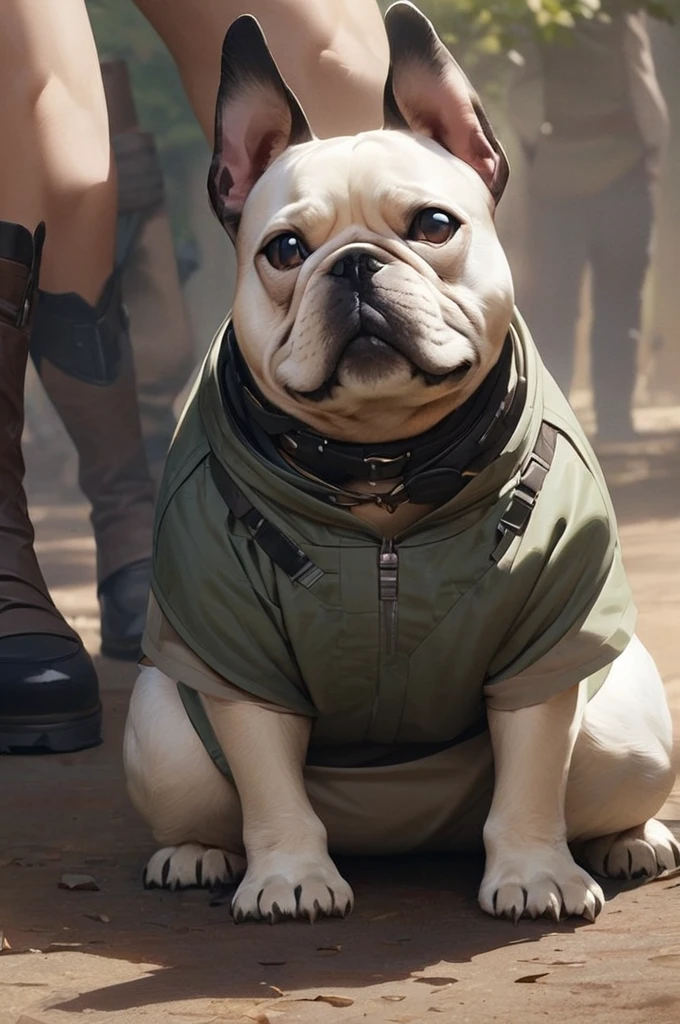 ((Best quality)), ((masterpiece)), (detailed), The French bulldog saves humanity