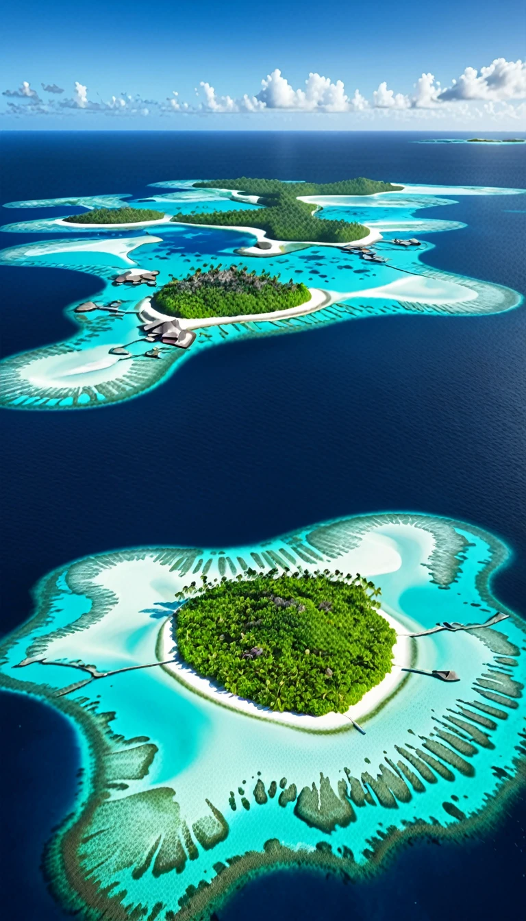 tropical island with glowing lagoons, (wide angle view:1.2), beautiful composition, super sharp, crisp, clear, true to life, raw, real, realistic, extremely high-resolution details, realism pushed to extreme, fine texture, incredibly life like, hyperrealistic detailed image, infinite focus, clear and detailed throughout
