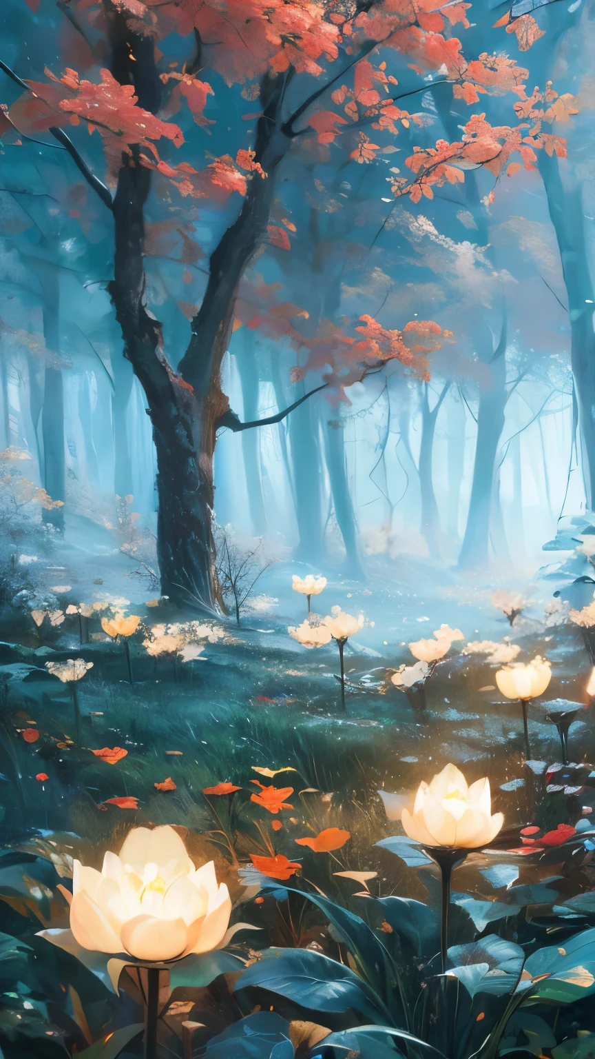 Forest, Very sophisticated、High-quality digital presentation, Reach 8K resolution. This work、Featured on ArtStation for its sharp focus。, Rich lighting changes, As well as a very complex and detailed central structure.. Inspired by artists like Louis van Baarle (Louis), Ilya Kuvshinov, Studio Ghibli, The website style expresses the QUOTE KAWAII aesthetic.，Soft tones，watercolor.