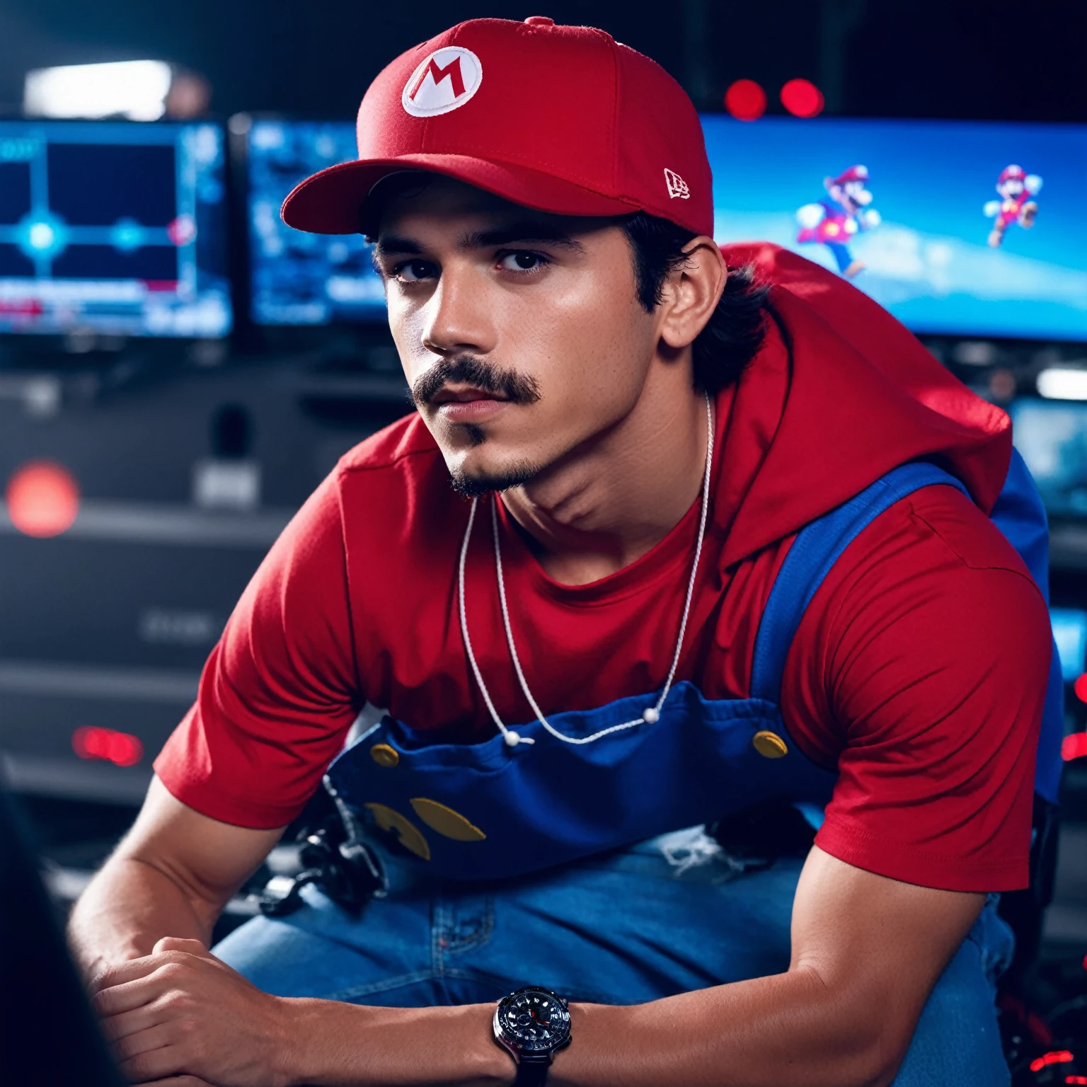 cinematic photo Portrait of ((ohwx man)) as super Mario, red hat, fantasy, highly detailed, digital painting, artstation, concept art, sharp focus, illustration, art by Tony Sart and artgerm and randy vargas . 35mm photograph, film, bokeh, professional, 4k, highly detailed