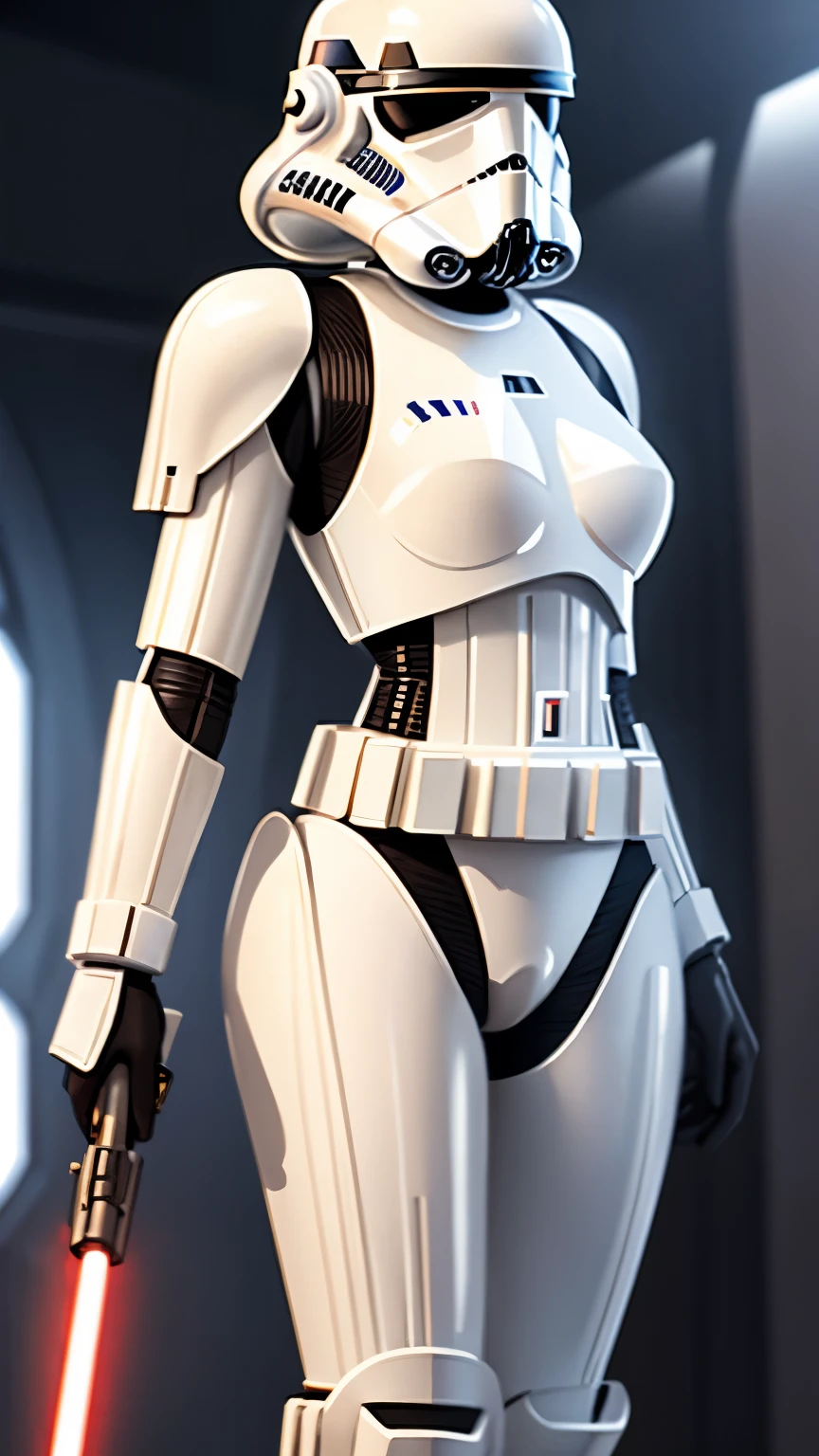 wearing shiny stormtrooper armor, a Star Wars imperial agent, wearing stormtrooper armor, imperial Star Wars style, storm trooper, stormtrooper, trooper, female stormtrooper, slender waist, medium breasts, wide hips, thigh gap, stormtroopers, Star Wars character