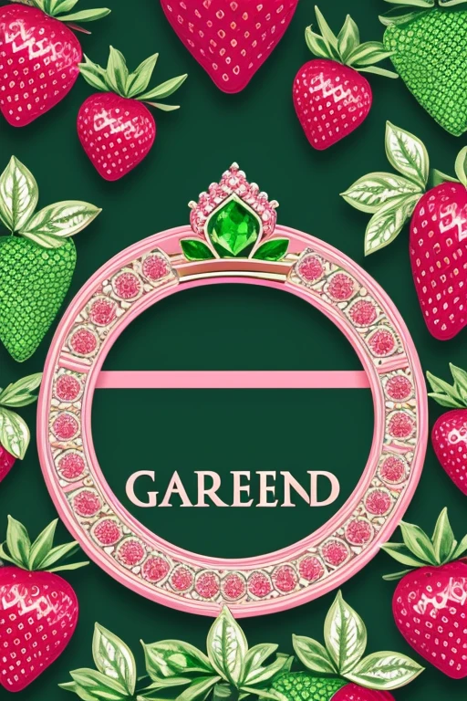 Green diamonds with strawberries and pink ships