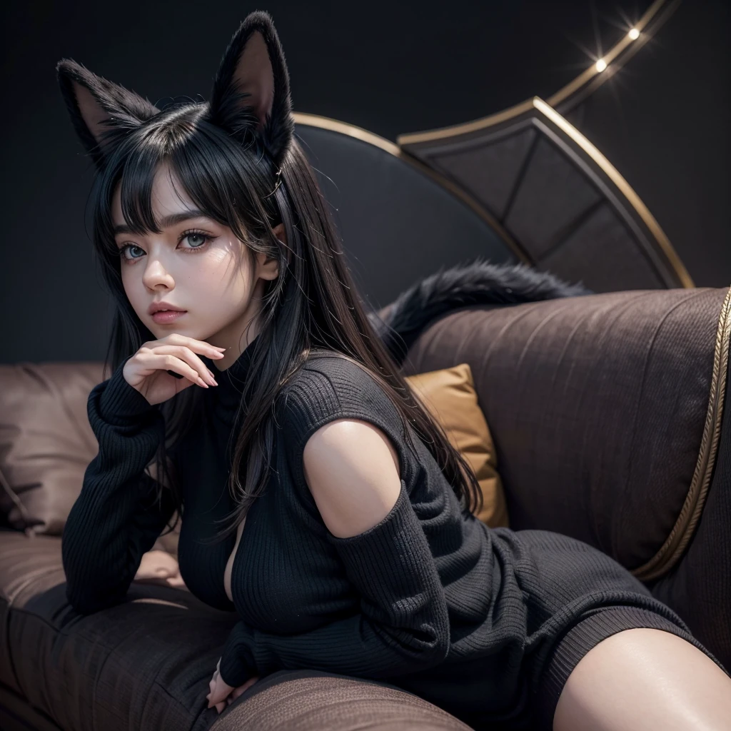 Pokémon: Umbreon (furry)
-Characteristics:
- Curvas prominentes, especialmente en caderas, muslos y trasero.
- Dark fur with characteristic luminous rings.
- Ojos dorados que reflejan inteligencia y calidez.
- Serene and confident expression.
- Vestimenta:
- Tight white sweater that highlights your figure.
- Position:
- Sitting on a sofa, con postura relajada pero elegante.
- Ambiente:
- Fondo neutro que resalte la figura de la Umbreon.
- Estilo:
- Anthropomorphic and furry style.
- Detalles adicionales:
- Textura de pelaje detallada y realista.
- Enfoque en la naturaleza elegante y atractiva de la Umbreon.
- Notas:
- Make sure the illustration is suitable for a general audience.
- The Umbreon must maintain its recognizable appearance as a Pokémon.