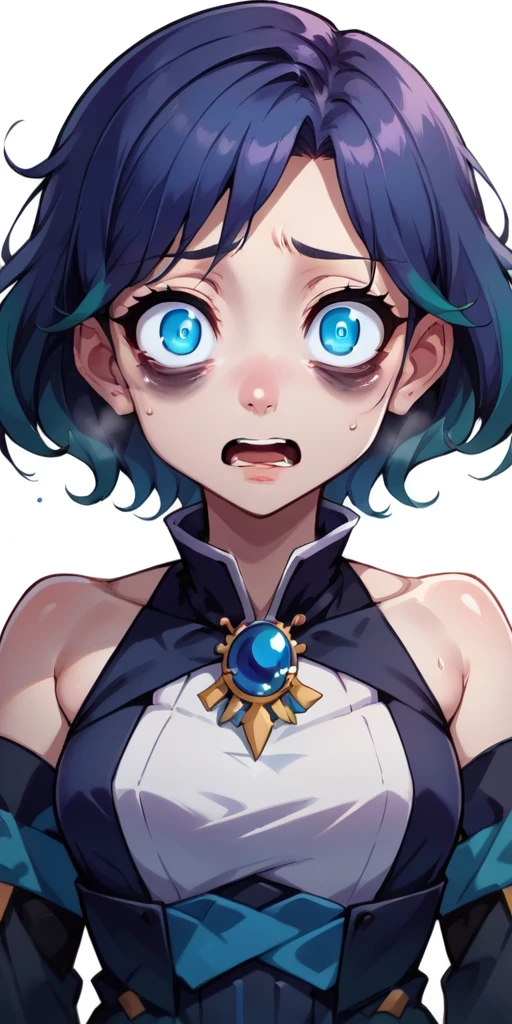 score_9, score_8_up, source_anime, 1girl, solo BREAK, upper body, wide open mouth, expressionless, simple background, happy, face focus, looking to the viewer, worried, blank eyes, narrow pupils, awkward, (cold sweat:0.7), (disgusted:0.7),
googlechrome, 1girl, detached sleeves, sleeveless, bare shoulders, jacket, brooch, multicolored eyes, personification, looking at viewer, upper body,