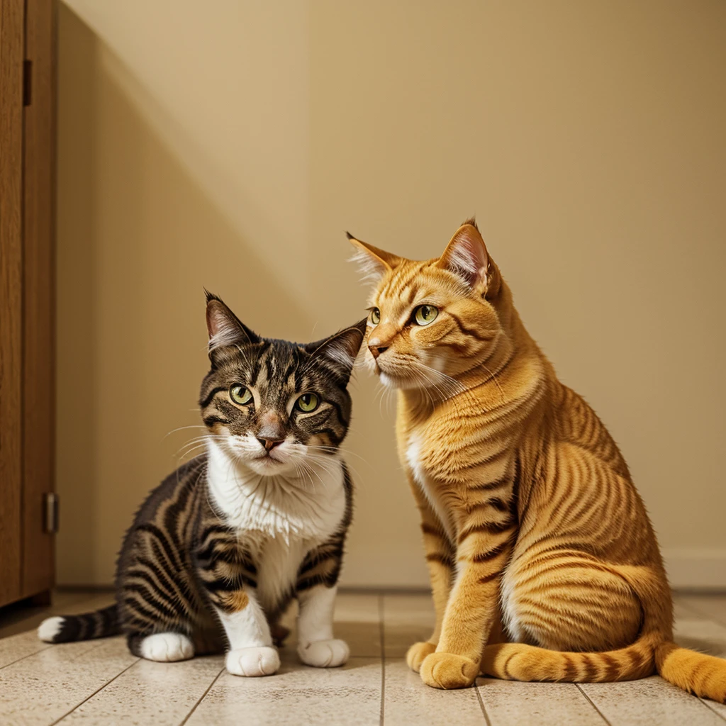 crying cat, yellow cat, cartoon