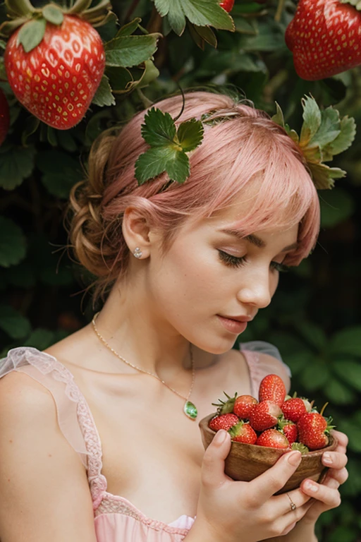 Green diamonds with strawberries and pink sheep