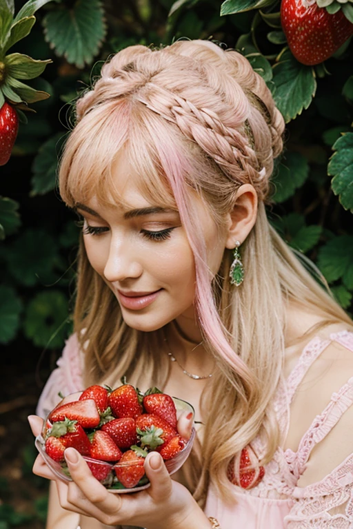 Green diamonds with strawberries and pink sheep