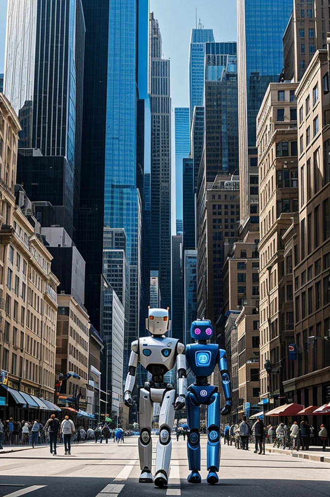 Robots live in the city like humans.