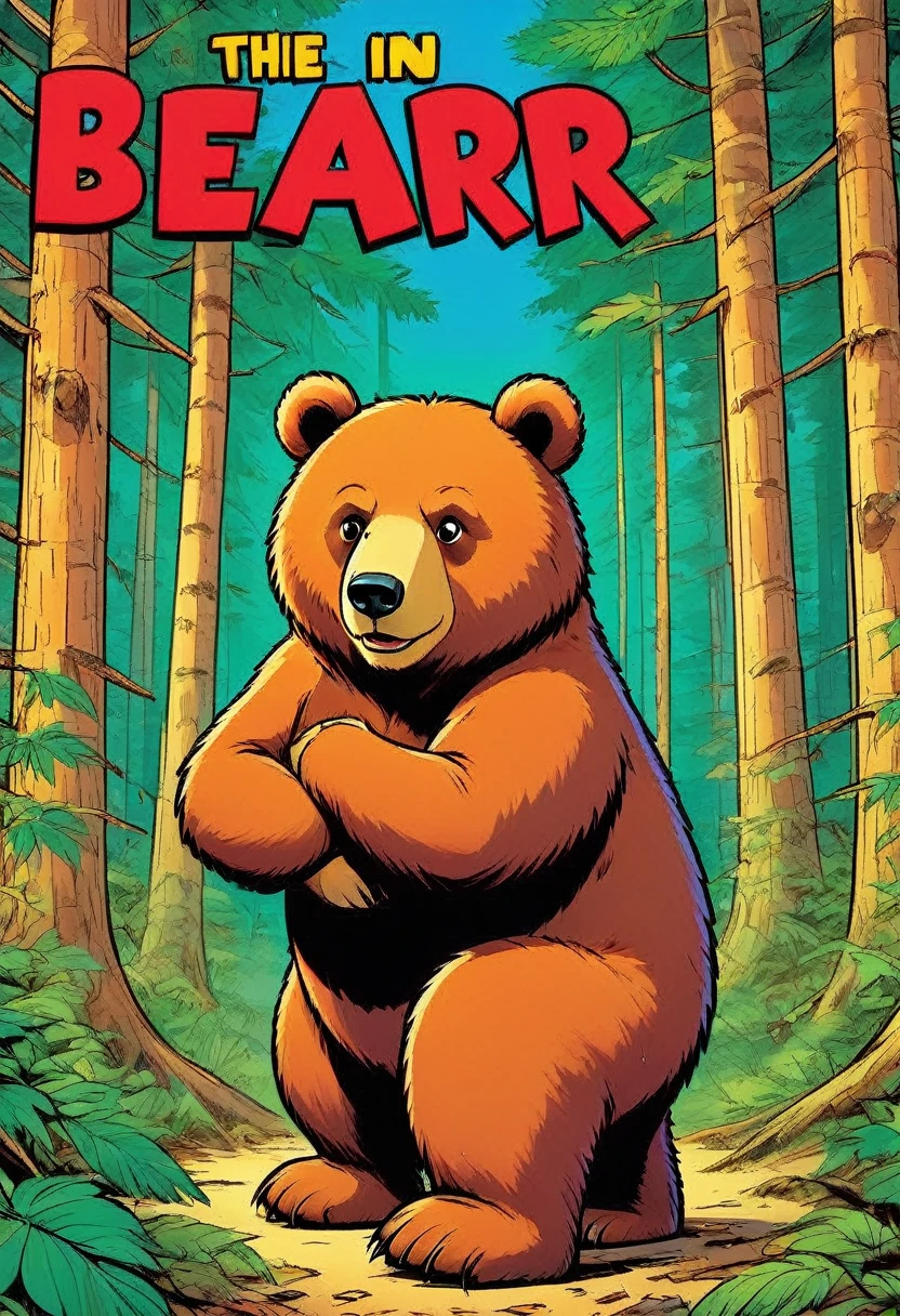 Comic Book, Bear, in the forest,