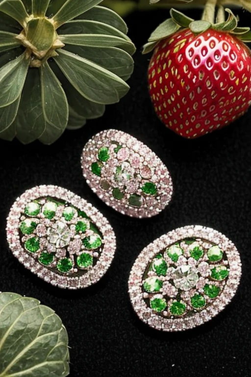 Green diamonds with strawberries and pink sheep