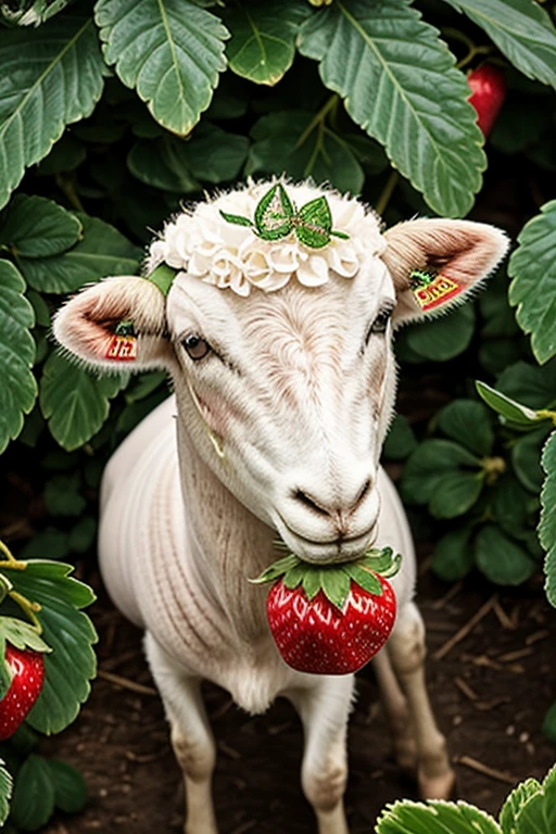 Green diamonds with strawberries and pink sheep