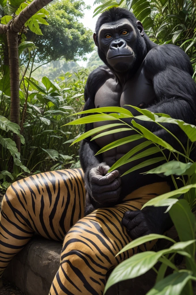 Um tigre contra um gorila