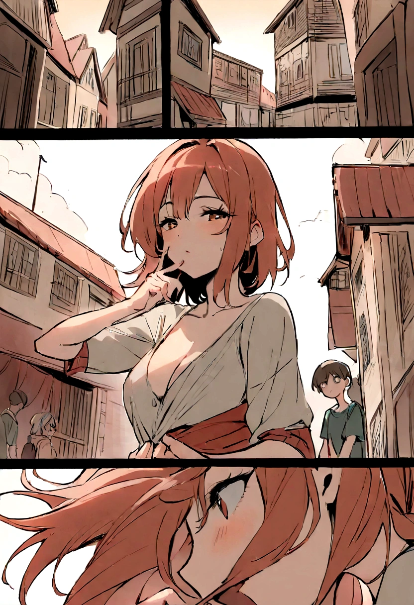 comic strip，Hong Kong comic book style，Fengyun comic style，（（（Comic storyboard））），Two-dimensional picture，Estilo de Makoto Shinkai，Makoto Shinkai manga art，teens girl，The narrow streets of the town，starrysky，vibrant with colors，super-fine，Smooth lines，high qulity，8K，tmasterpiece