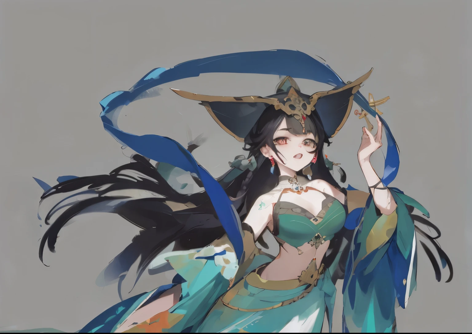 Standing picture,Shiji Niangniang,Body with jewel texture,Vicious