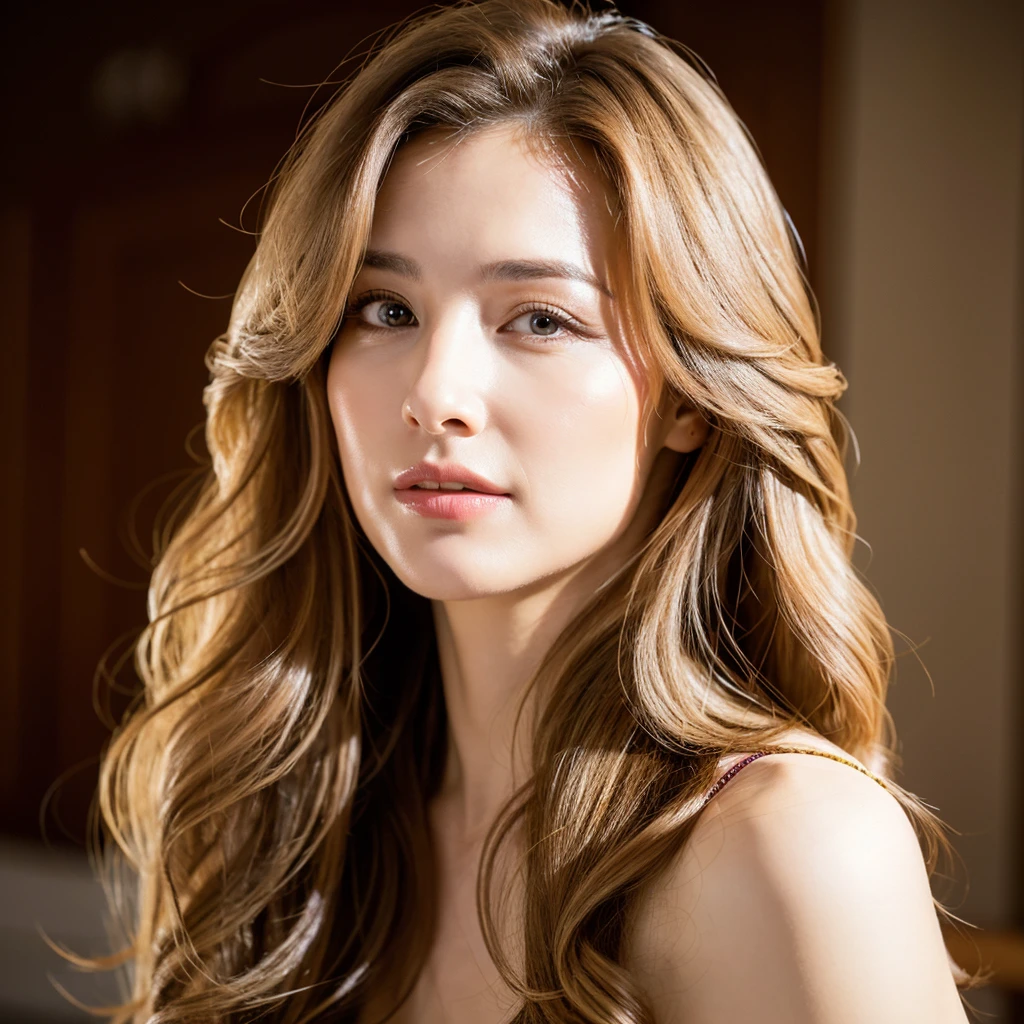 Beautiful mature woman with wavy long blond hair, Sexy beauty, Ultra-high resolution,(Realistic:1.4), ((Highest quality)), ((masterpiece)), (be familiar with),