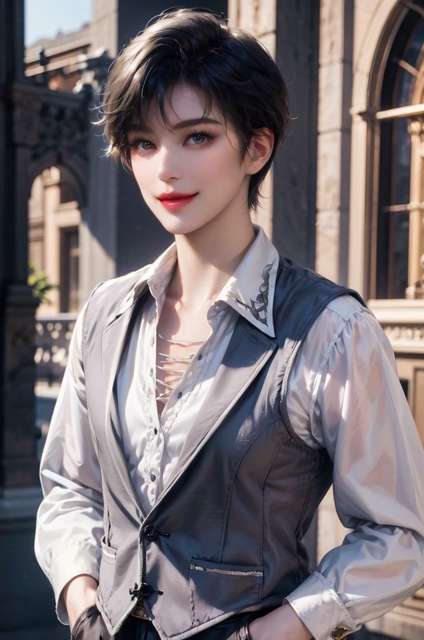 143
(20 year old woman), (surreal), (High level image quality), ((beautiful hairstyle 46)), ((short hair:1.46)), (gentle smile), (breasted:1.1), (lipsticks)