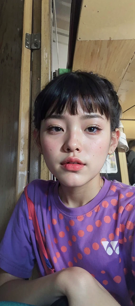 "(Masterpiece, High Definition, Ultra High Definition, 4K) Black hair, 14 years old Japan girl, uniform skirt, emphasizing thighs, white thighs, soft thighs, glossy thighs, sitting on the train, face-to-face angle, (angle from below),sitting in the train seat,Sitting in front,Zoom camera in the crotch,Feet on the train floor,Full body,Looking down and sleepy,Looking at the viewer only", best quality, ultra high definition, (photorealistic:1.4),, high resolution, detail, raw photo, sharp re, Nikon D850 film stock photo by Lee Jefferies 4 kodak portra 400 camera f1.6 lens rich colors hyper realistic lively textures dramatic lighting unreal engine artstation trends cinestir 800,