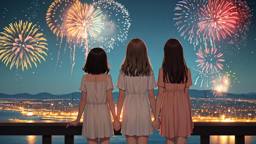 Holding hands and watching the fireworks