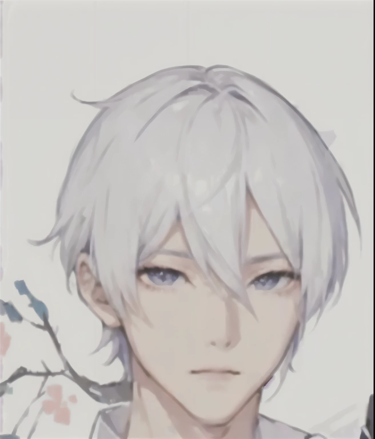拿着麦克风的White hair蓝眼动漫男孩, White hair deity, White hair, 狼尾发 White hair, Goto Koharu, male anime character, Sakimichan, His comic portrait, Hajime Yatate, Silver Hair, Delicate hermaphroditic prince, Thancred Waters, Yoshinari Night