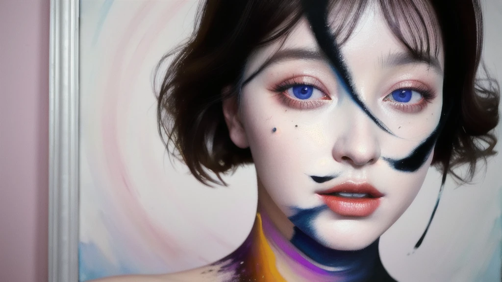 Android Beauty, Powerful paintings inspired by Francis Bacon, Ultra-realistic surrealism, Hyperrealism, fear, art, hyper real painting, Realistic illustration painting, カラフルなHyperrealism, Hyper-realistic digital art