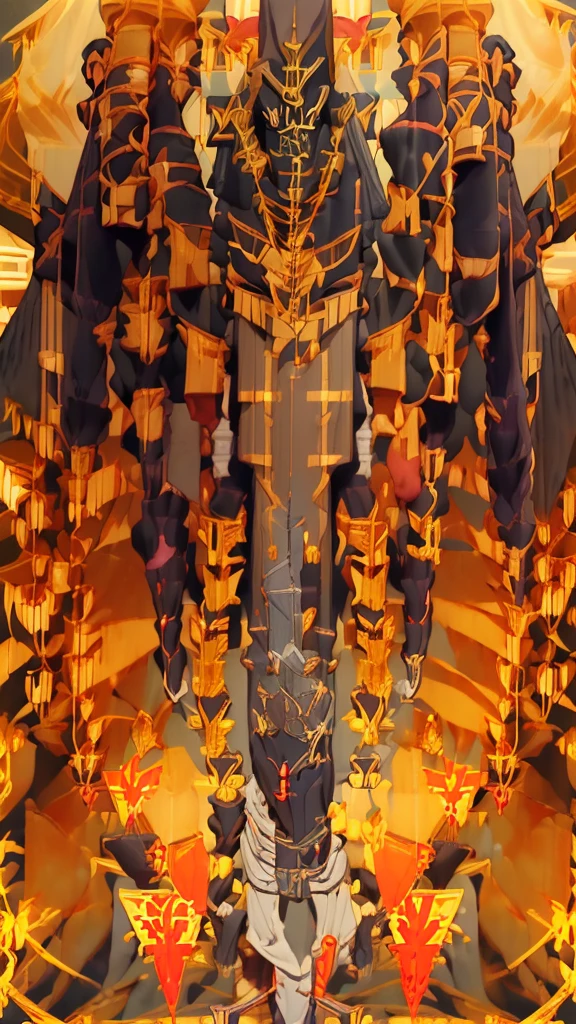 (1boy:1.5),Male Focus,Staff,Jewelry,whole body,Egypt,Anklets,Luminescence,Color skin,Standing,bracelet,Egypt衣服,Gray background,(Anubis:2),(Scythe:1.5),(huge_arms:2),(Primary Color:gold:2),蓝色Luminescence眼睛,
