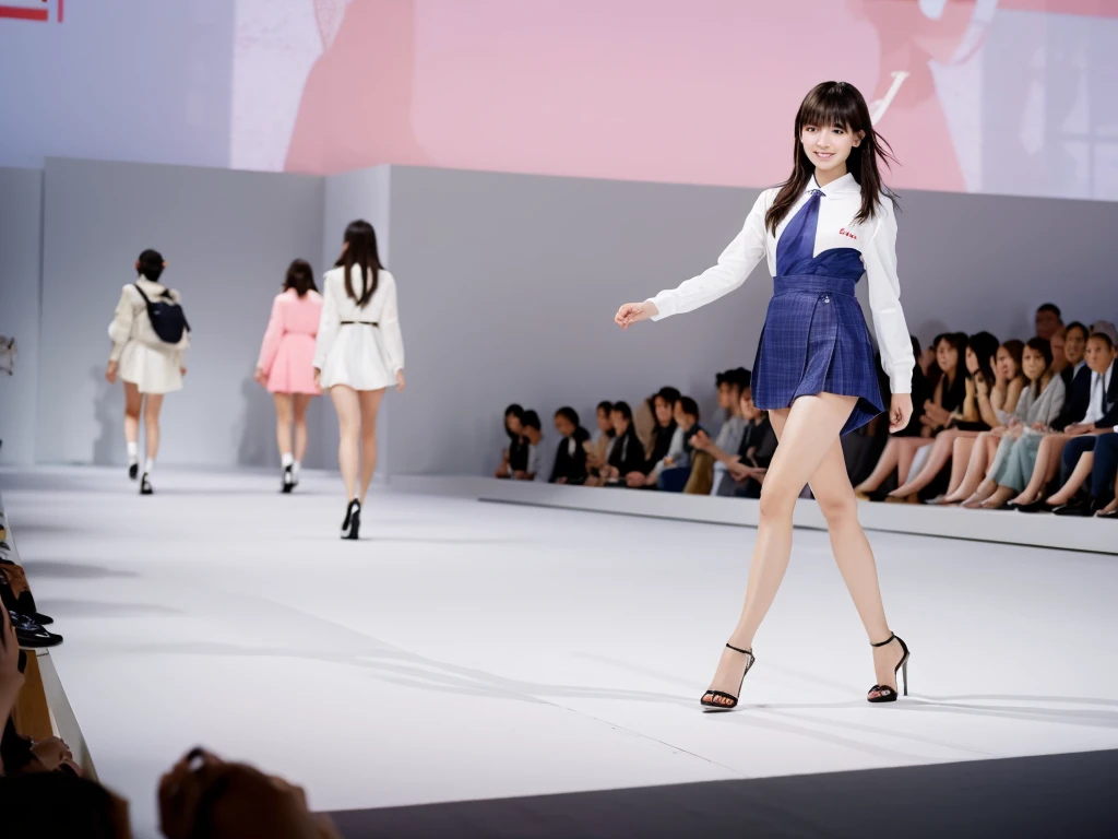An extremely beautiful Japanese high school girl race queen who highlights her beautiful legs、Photographed walking down the runway at Zara&#39;s new underwear fashion show、She is an eternal idol who combines a clean look with modern charm.。 She creates such beauty。 She feels her own warmth。 She creates a warm atmosphere。 We create beauty。 That&#39;s what I want to say。 In her full body photo、The figure features porcelain-like skin and golden hair that radiates a soft glow.。 This is probably、It captured the essence of her timeless charm.、This is the best shot ever.。 Each straight line and curve is carefully expressed.、Breathtakingly beautiful with impeccable detail。 This piece perfectly captures her timeless beauty.。 Divine Proportions、Sharp focus、Full-body photo taken by Kishin Shinoyama、high quality、High resolution、Detailed Background
