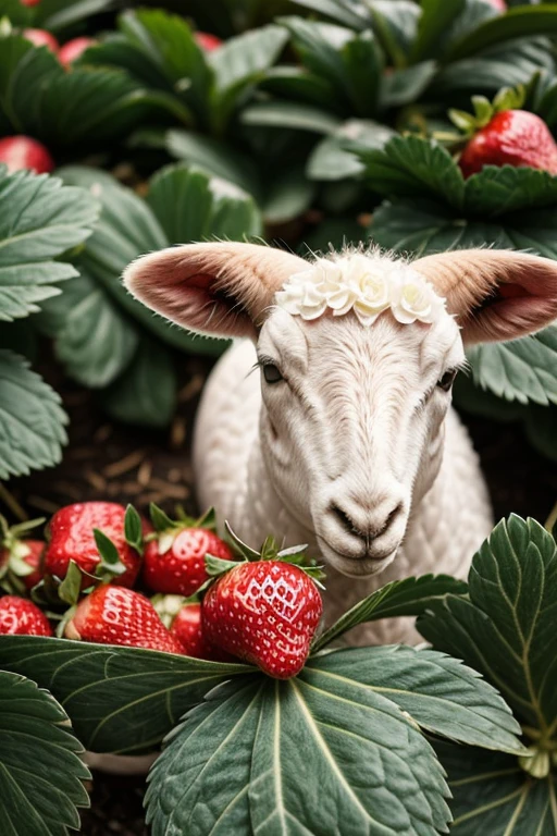 Green diamonds with strawberries and pink sheep