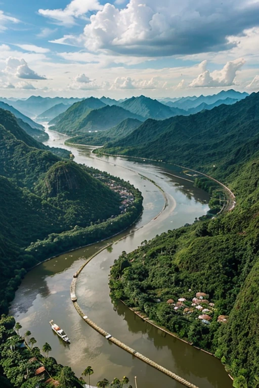 hazme una imagen de una ciudad perdida en el rio amazonas


