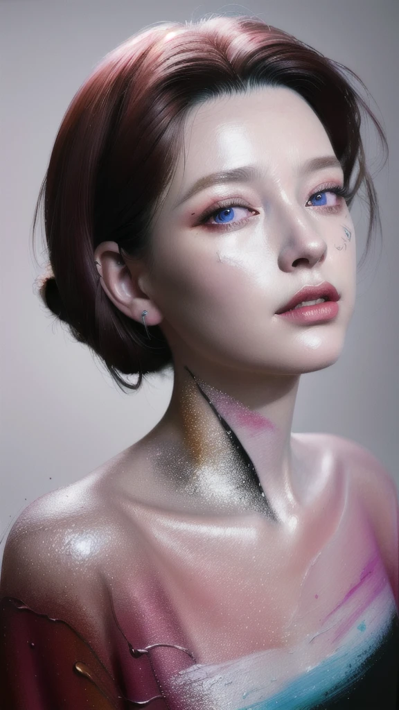 Android Beauty, Powerful paintings inspired by Francis Bacon, Ultra-realistic surrealism, Hyperrealism, fear, art, hyper real painting, Realistic illustration painting, カラフルなHyperrealism, Hyper-realistic digital art