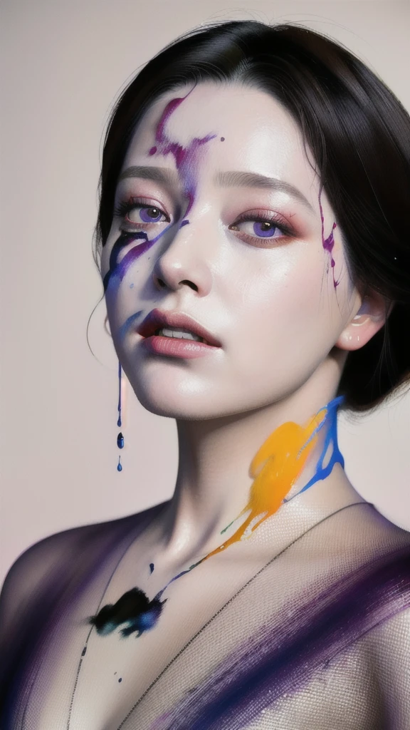 Android Beauty, Powerful paintings inspired by Francis Bacon, Ultra-realistic surrealism, Hyperrealism, fear, art, hyper real painting, Realistic illustration painting, カラフルなHyperrealism, Hyper-realistic digital art