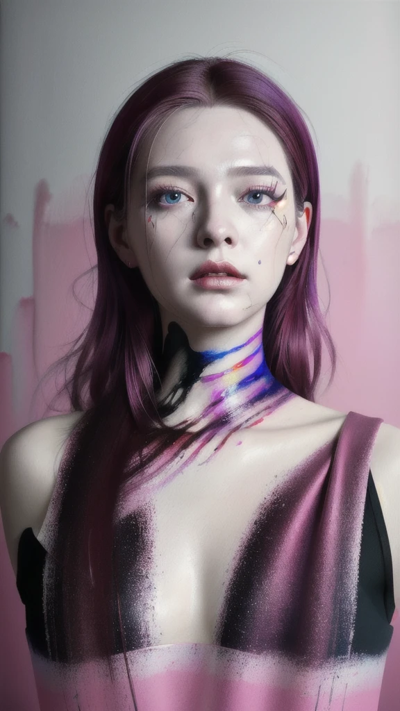 Android Beauty, Powerful paintings inspired by Francis Bacon, Ultra-realistic surrealism, Hyperrealism, fear, art, hyper real painting, Realistic illustration painting, カラフルなHyperrealism, Hyper-realistic digital art
