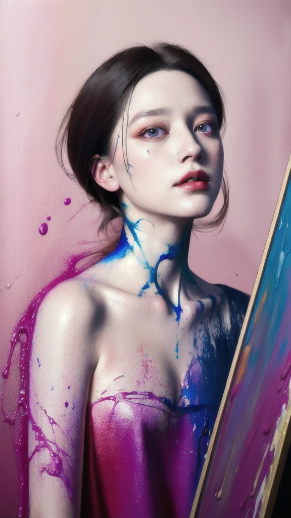 Android Beauty, Powerful paintings inspired by Francis Bacon, Ultra-realistic surrealism, Hyperrealism, fear, art, hyper real painting, Realistic illustration painting, カラフルなHyperrealism, Hyper-realistic digital art