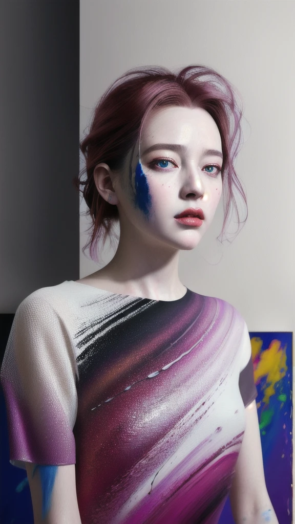 Android Beauty, Powerful paintings inspired by Francis Bacon, Ultra-realistic surrealism, Hyperrealism, fear, art, hyper real painting, Realistic illustration painting, カラフルなHyperrealism, Hyper-realistic digital art