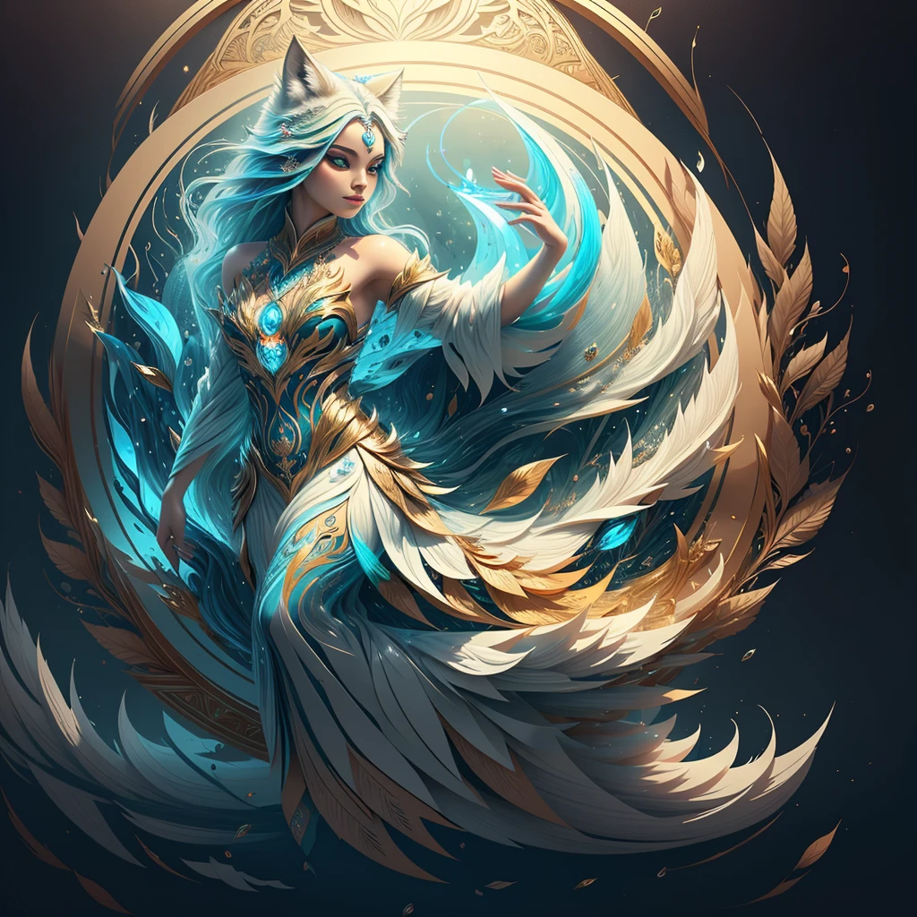 A mesmerizing vision emerges, centered around a captivating wolf symbol, adorned with vibrant hues and embodying the essence of water elements. The design is striking in its simplicity and elegance, truly encapsulating the spirit of vector art and minimalism. The symbol exudes an aura of enchantment and mystique, inviting one to delve deeper into its complex allure. The intricate details are rendered with precision, as if invoking the very spirit of the wolf itself, making it an unforgettable masterpiece in the realm of vector art.