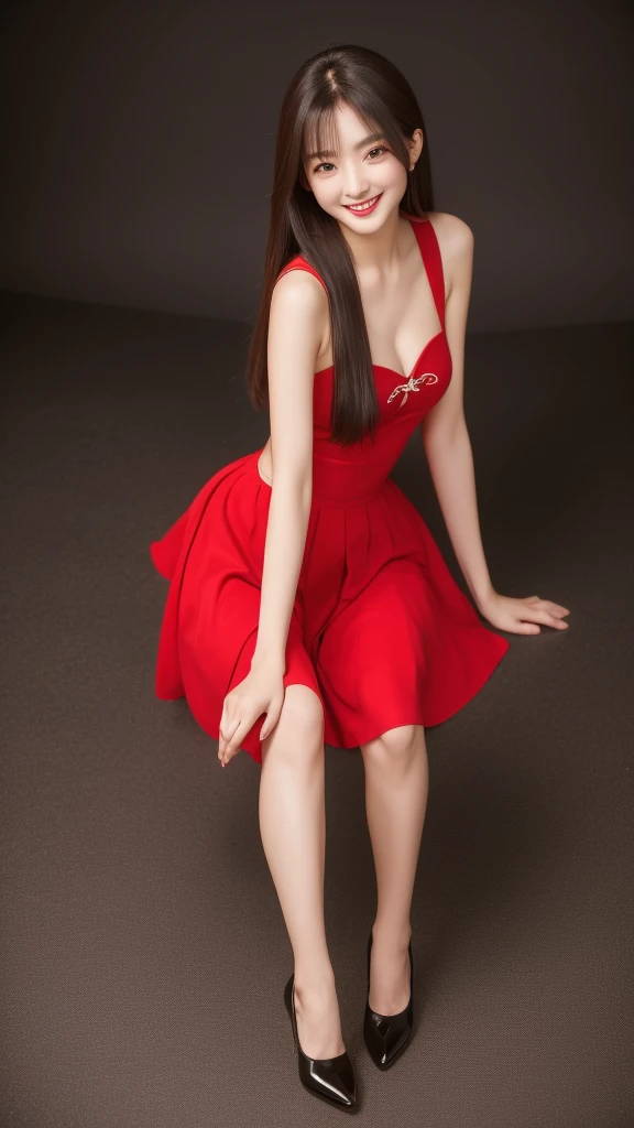 full body photo,highest quality、masterpiece、ultra high resolution、A 23-year-old beautiful chinese woman with unparalleled beauty.、I am a street prostitute、Brown eyes、brunette、straight hair、I set my hair with a ribbon、Slender yet well-proportioned body、sunlight is shining from above、photorealistic images、8K quality、I don't want my head to disappear from the screen.、She wears an ankle-length sexy Chinese dress with Chinese-style patterns.、It has a slit、
Red high heels、black stockings、smile、I'm in the middle of the stairs in the city、wearing Chinese-style footwear、I'm in an alley in the old town、smile、Slight wave