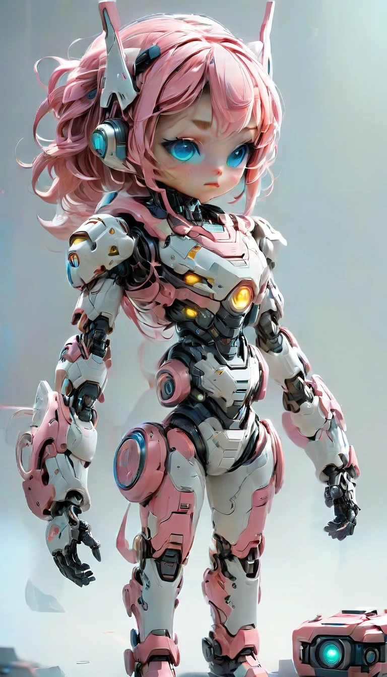 cute small A.I robot, white background, realistic, futuristic, 8k