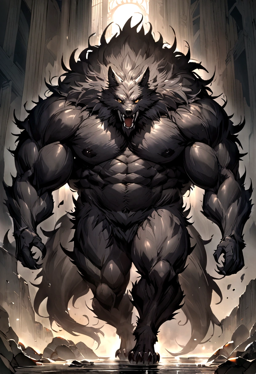 werewolf gigantic black humanoid wolf.